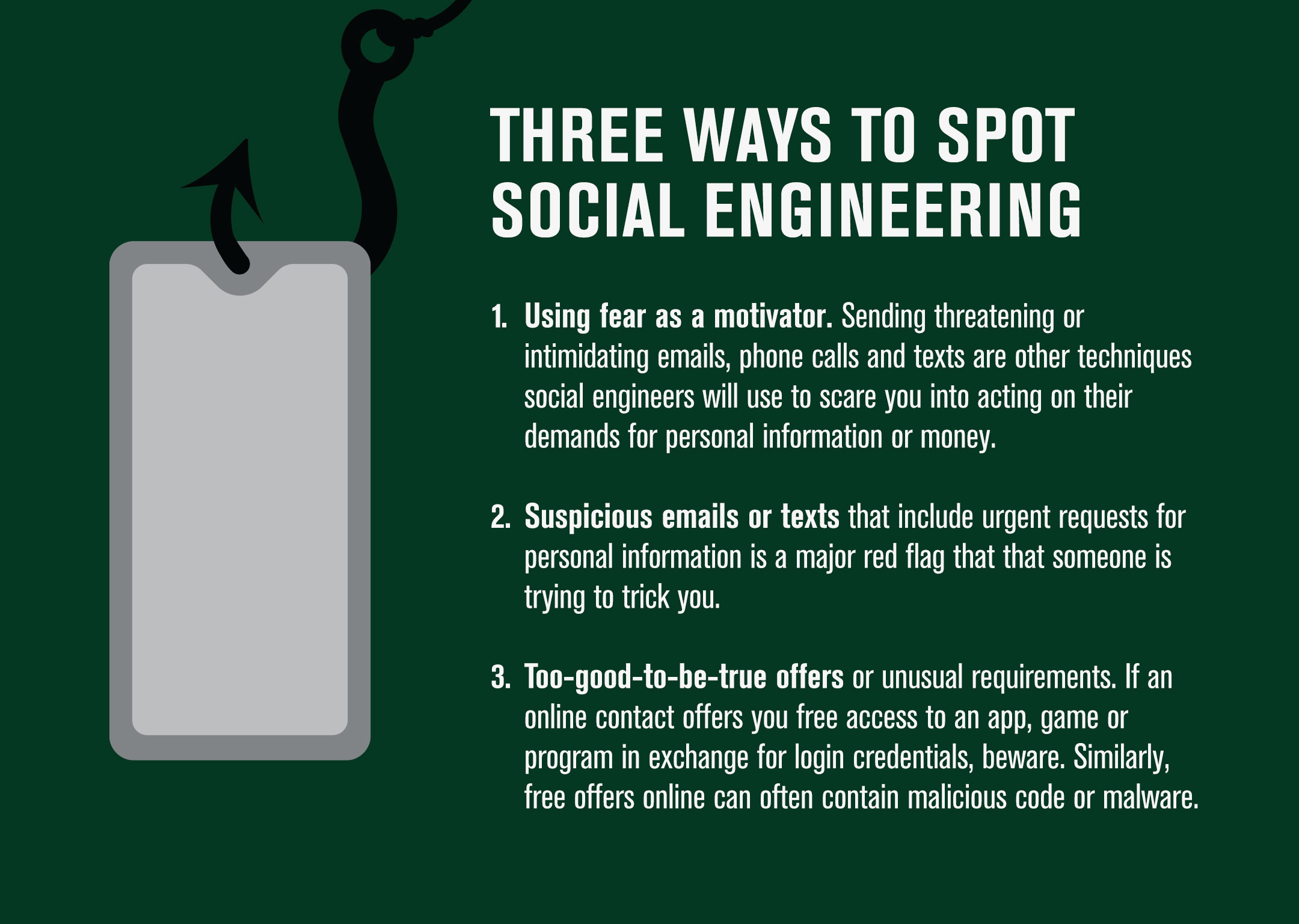 three ways to spot social engineering... the text is included below